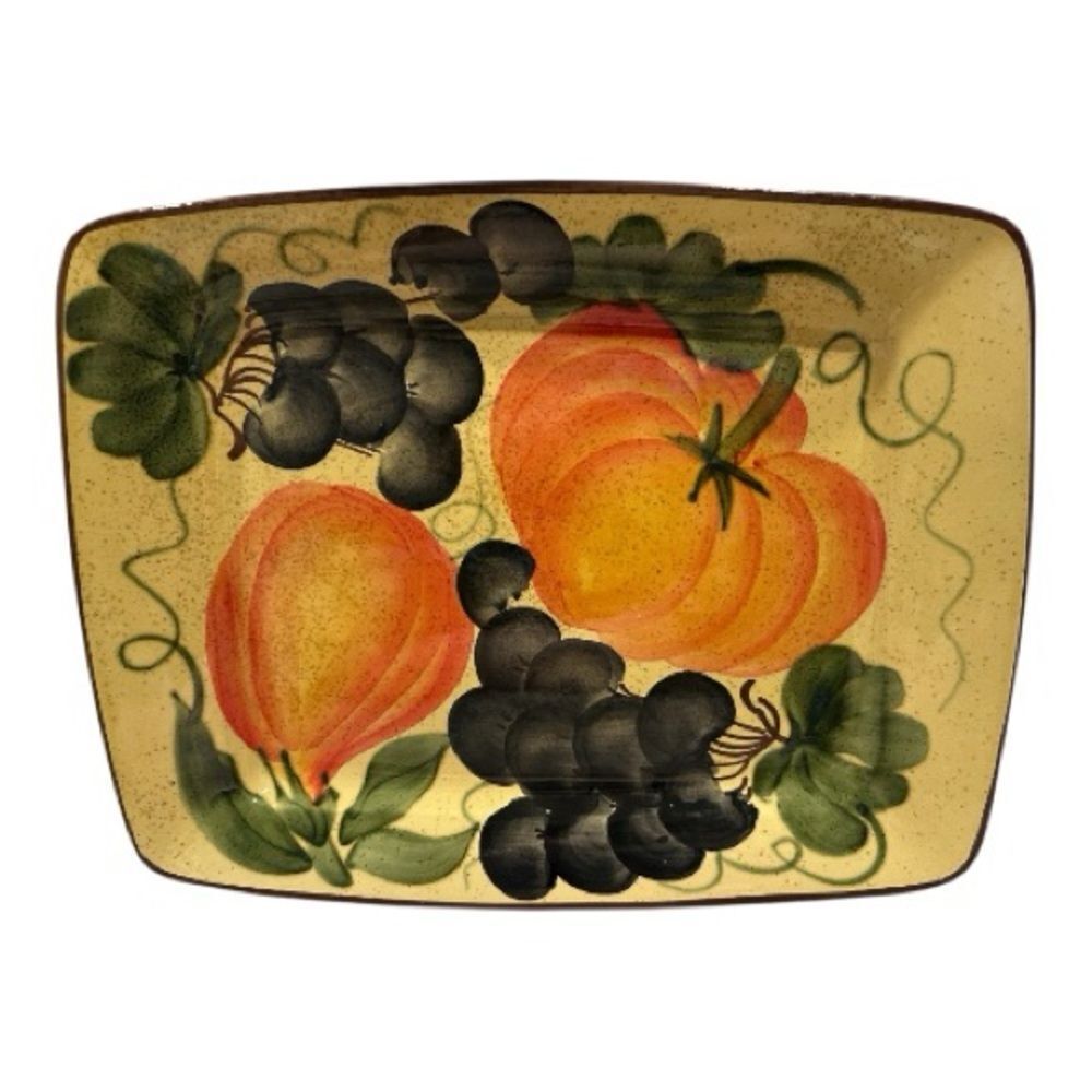 World Market  Ceramic Platter with grape and pumpkin